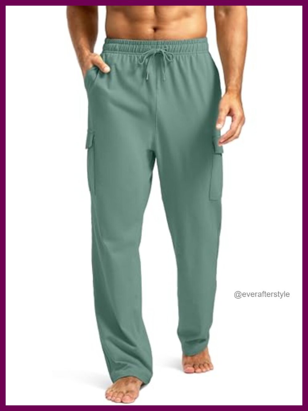 Men's Cotton Sweatpants Cargo Pockets Casual Workout Pants